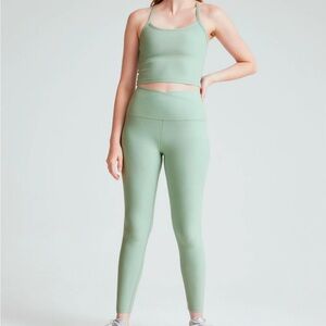 Spacedye At Your Leisure High Waisted Midi Legging - Minty Slate Heather